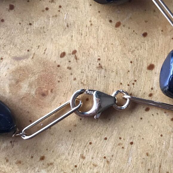 Natural Shungite Sterling Silver Yellow Gold Vermeil Bracelet - Picture 3 of 6